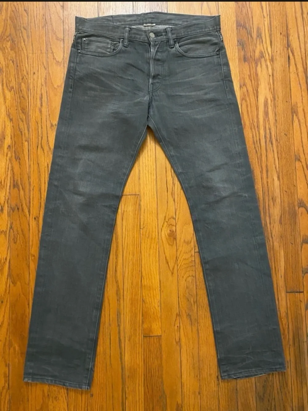 Fabric Brand Japan Selvedge Denim Jeans Slim Straight Dry Gray Japan 🇯🇵 Sz 30x34